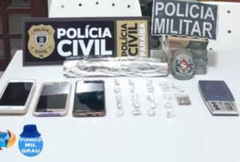 Policias Civil e Militar apreendem drogas e prende suspeito de tráfico em Coremas-PB