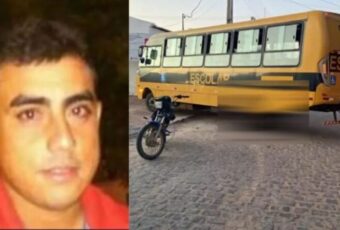 Homem morre após colisão entre motocicleta e ônibus escolar