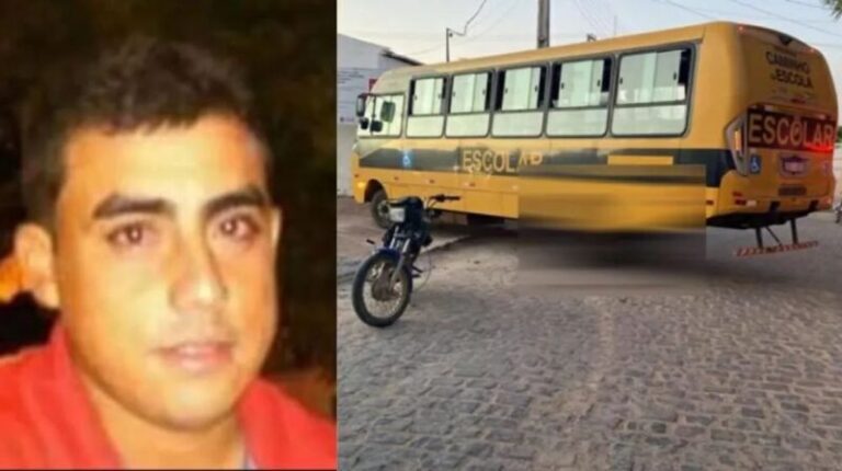 Homem morre após colisão entre motocicleta e ônibus escolar