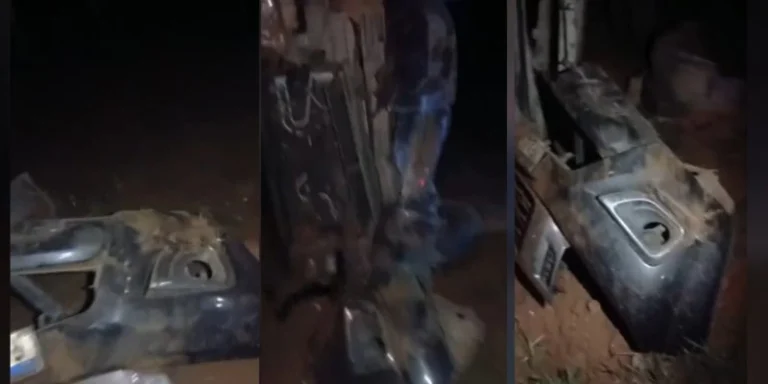 Carro capota em estrada de comunidade rural de Santana dos Garrotes