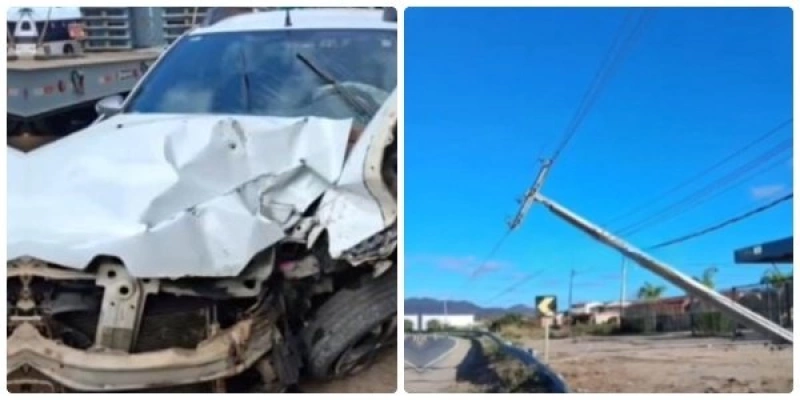 Carro colide com poste em rodovia de Itaporanga