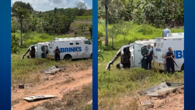 Carro-forte capota na PB-034 e deixa quatro seguranças feridos no Litoral Sul da Paraíba