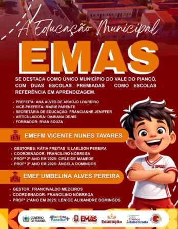 Emas é referência em Educação na Paraíba e conquista o prêmio “Referência em Aprendizagem” no Estado