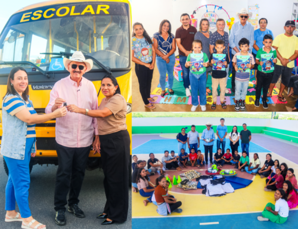Prefeitura de Boa Ventura entrega novo ônibus escolar, livros didáticos e kits esportivos para a rede municipal