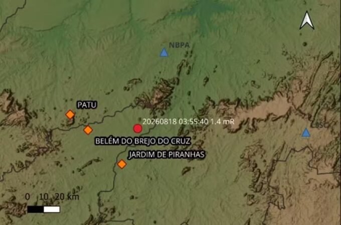 Tremor de terra é registrado em Belém do Brejo do Cruz, no Sertão da Paraíba